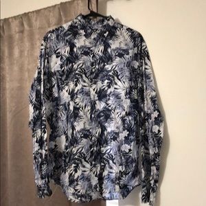 Blue Hawaiian Style Button Down Shirt